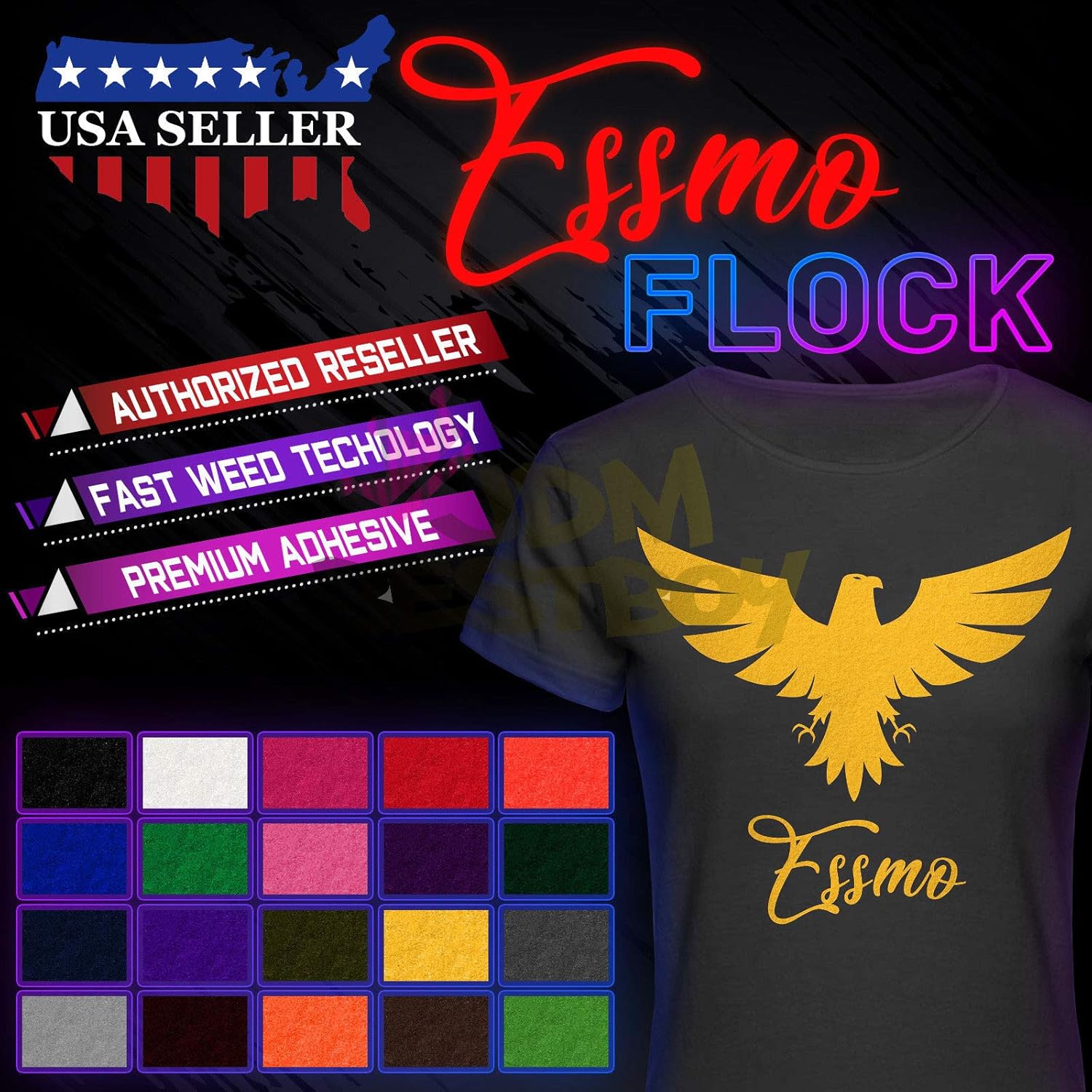 JD-ESSMO Light Purple Flock Heat Transfer Vinyl HTV Sheet T-Shirt 20