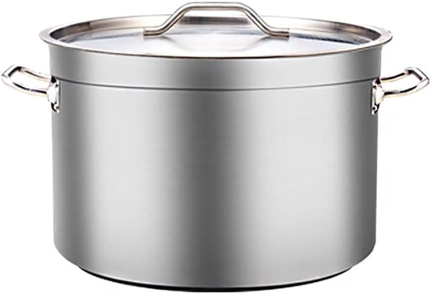 Stockpots Induction-Safe Stainless Steel Stock Pot with Lid Soup Bucket, Commercial Thickened Round Bucket Soup Pot, Large Capacity(50 * 30cm(58L)