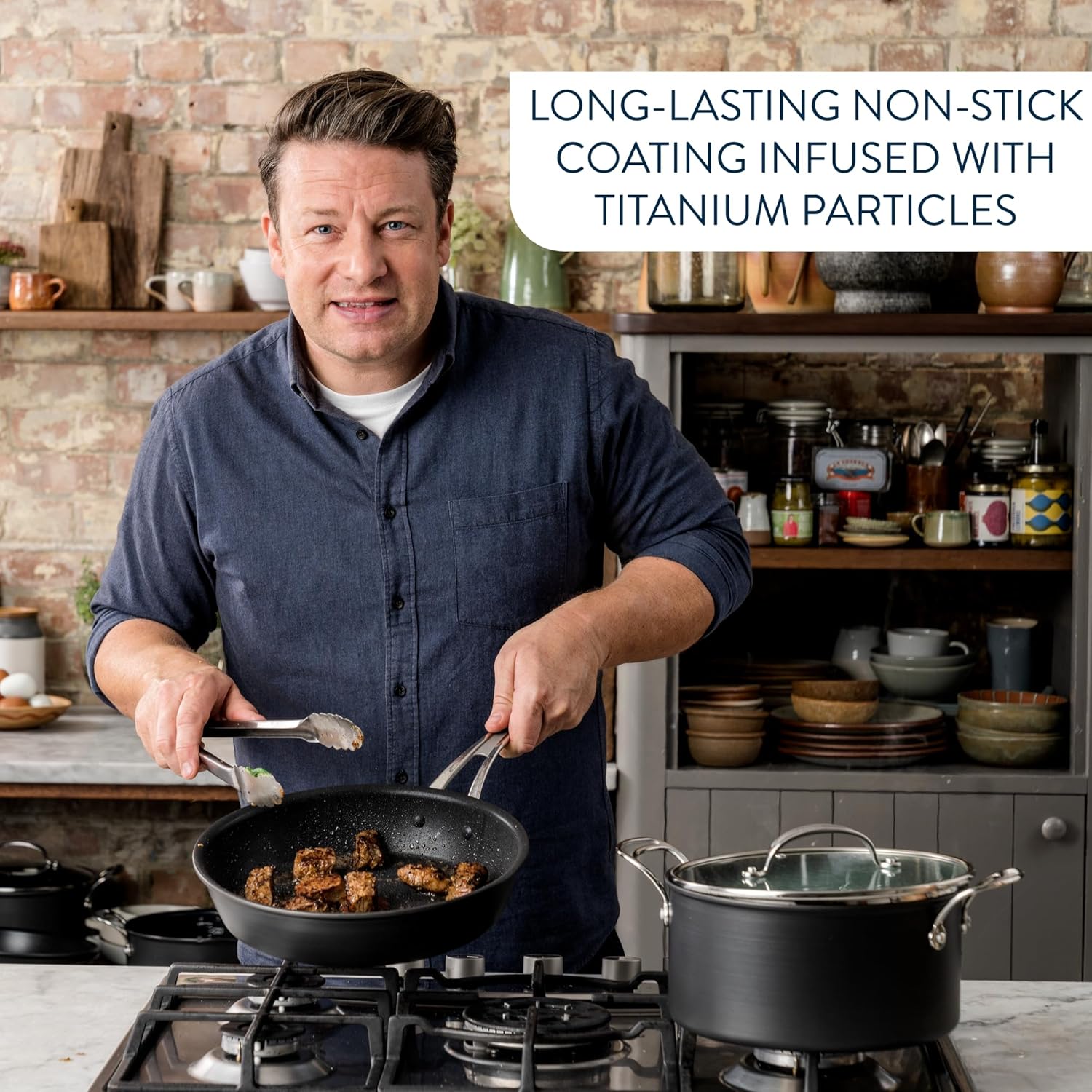 Jamie Oliver Tefal Anodised Aluminium Non-Stick Pan Set (Burn Marks/Chipped) B+