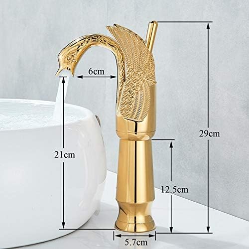 Luxury Swan Bathroom Basin Faucet Brass Deck Mount Creative Tap Single Hole Hot Cold Water Mixer Washing Sink Crane(Antique Brass Short)