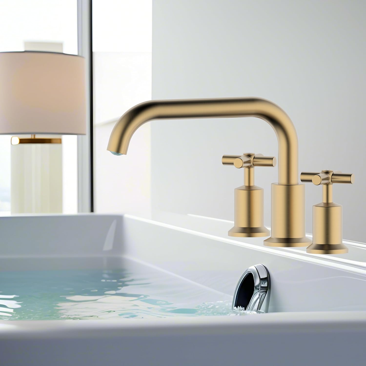 2 Handle Widespread Roman Tub Faucet Roman Bathtub Faucet 3 Hole Brass Bathroom Faucet Tub Filler Matte Black DR-1233-BG Duttao