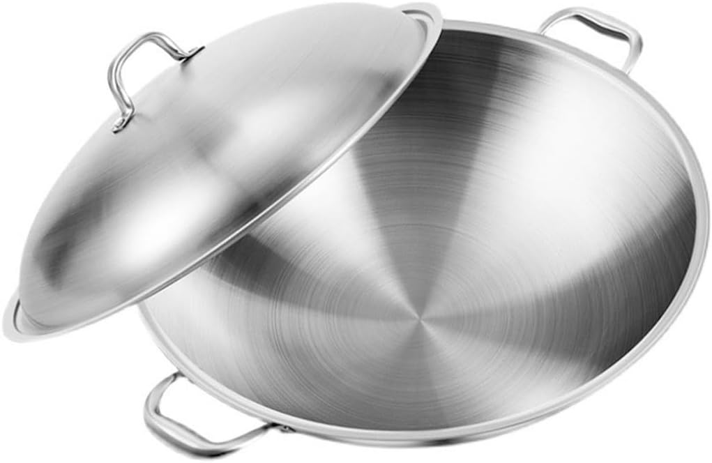 Non-stick Wok Frying Pan Round Bottom Uncoated Induction