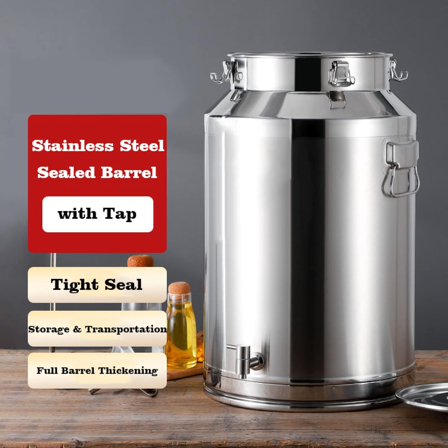 Milk Jug Pail Can 14L-88L Stainless Steel Fermenters Milk Transport Barrel Sealing Oil Canister Tea Storage Pot(88L)