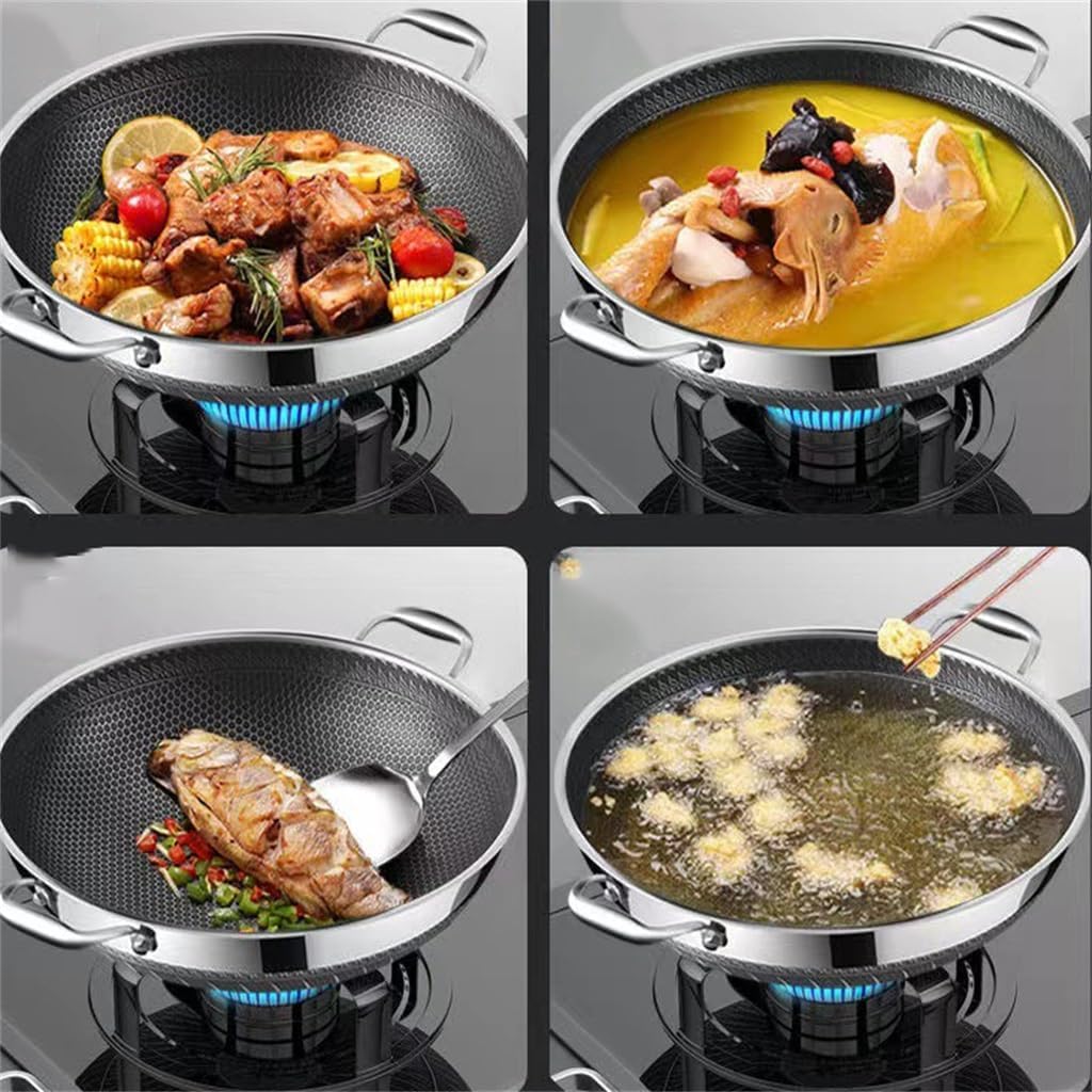 Stainless Steel Frying Pan Ear Non-stick Non-smoke Stew Pans
