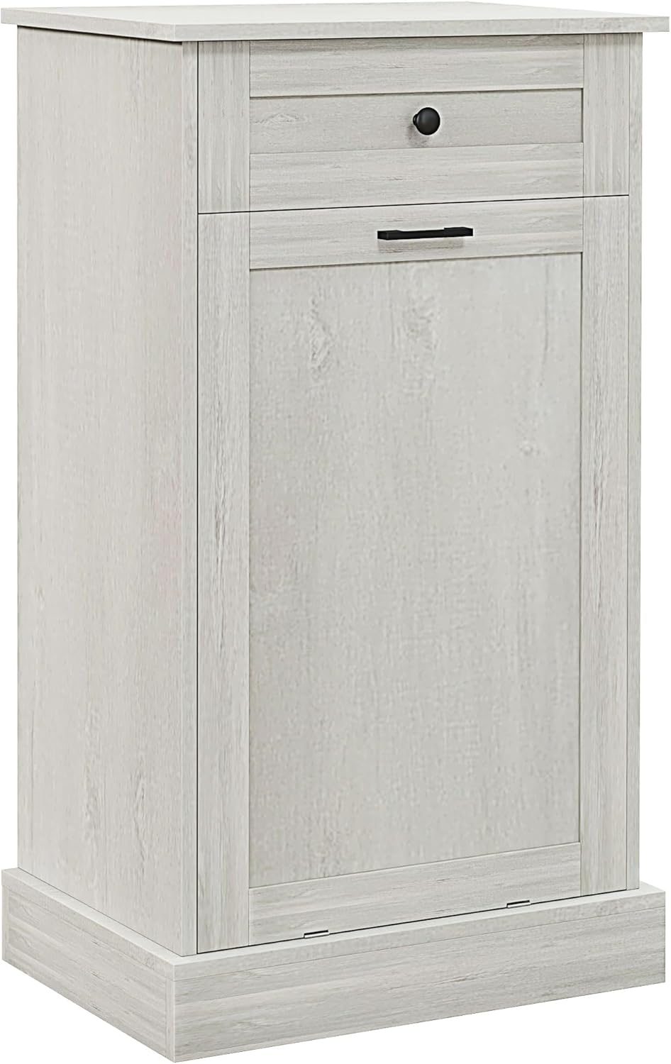 HOMCOM Kitchen Tilt Out Trash Bin Cabinet Free Standing Recycling Cabinet Trash Can Holder with Drawer, Light Gray
