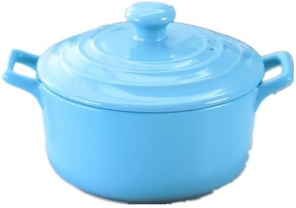 Ceramic Casserole with Lid, Round Cooking Pot for Stews, Porridge, and Rice – 20cm, Available in Orange, Red, Blue, Pink