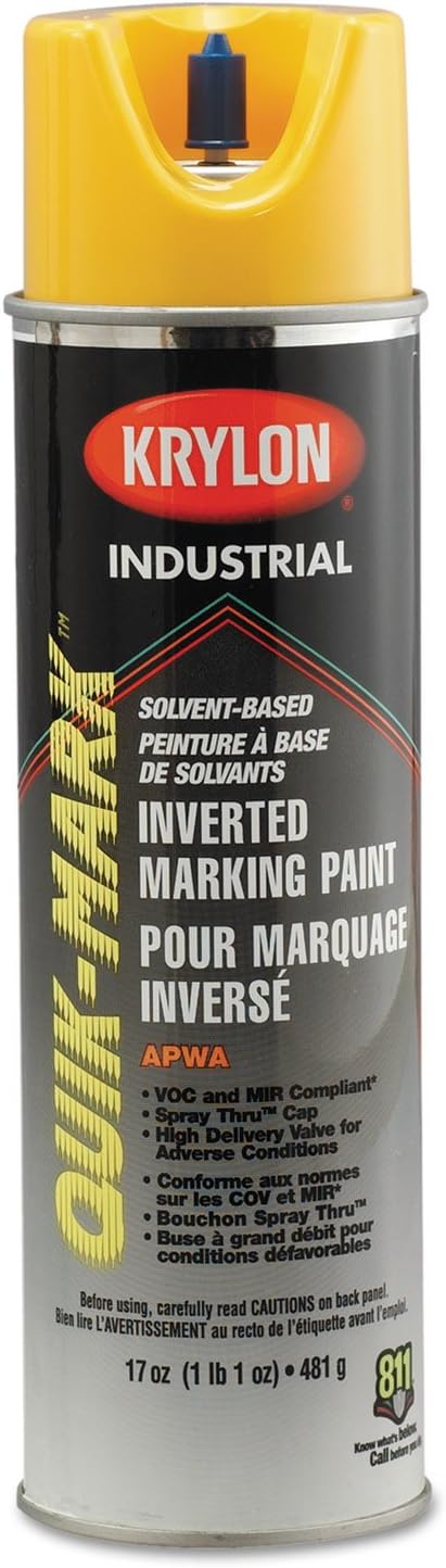 Krylon S03821 20-Oz. A.P.W.A. Hi-Viz Yellow Quik-Mark Inverted Marking Paint 12 Can(s)