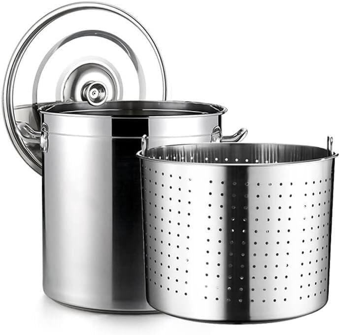 Polished Stainless Steel Stock Pot Brewing Kettle Stainless Steel Lobster Shrimp Boiler Steamer Turkey Fryer Pot(45cm/17.7inch)
