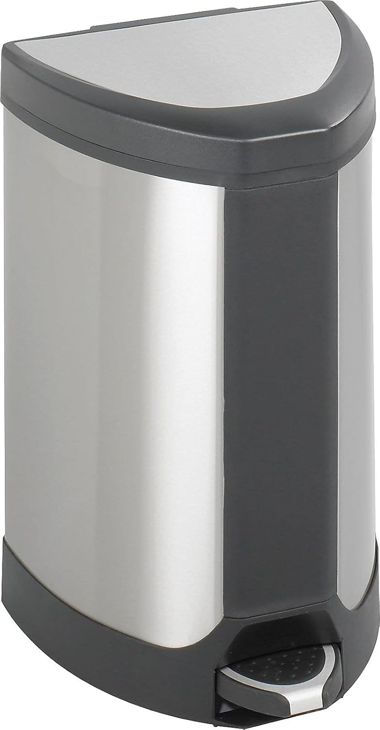 Safco Products Stainless Step-On Trash Can, 7-Gallon, Stainless Steel