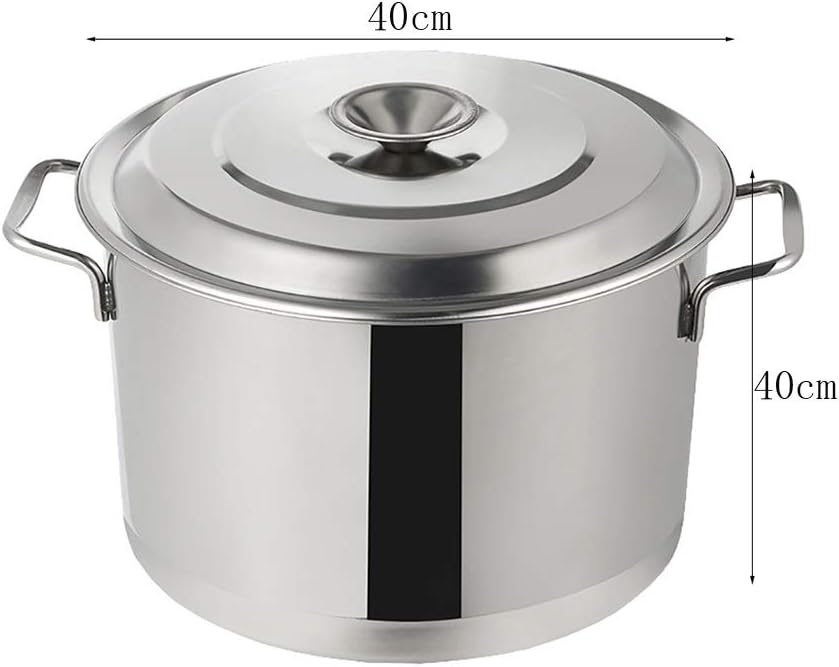 Large Food Grade 304 Stainless Steel Soup Barrel Soup Kitchen,3-Layer Composite Bottom,Diameter 22cm,Height 22cm (Silver-45cmx45cm