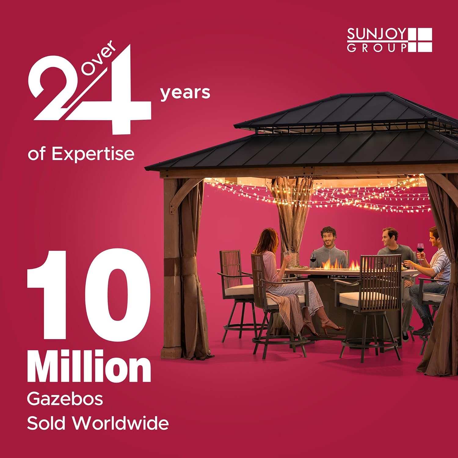 Sunjoy Floating Pool Canopy with Add-on 24x24 in. Wicker Floating Tray, Grey