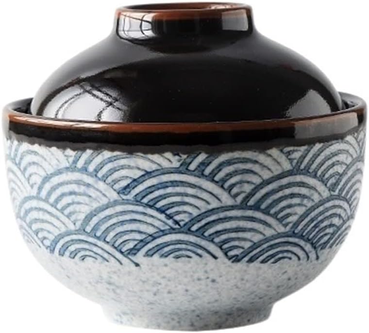 Hand-Painted Ceramic Soup Bowls with Lid, Stew Pot Bird’s Nest Dessert Steamed Egg Pot Casserole
