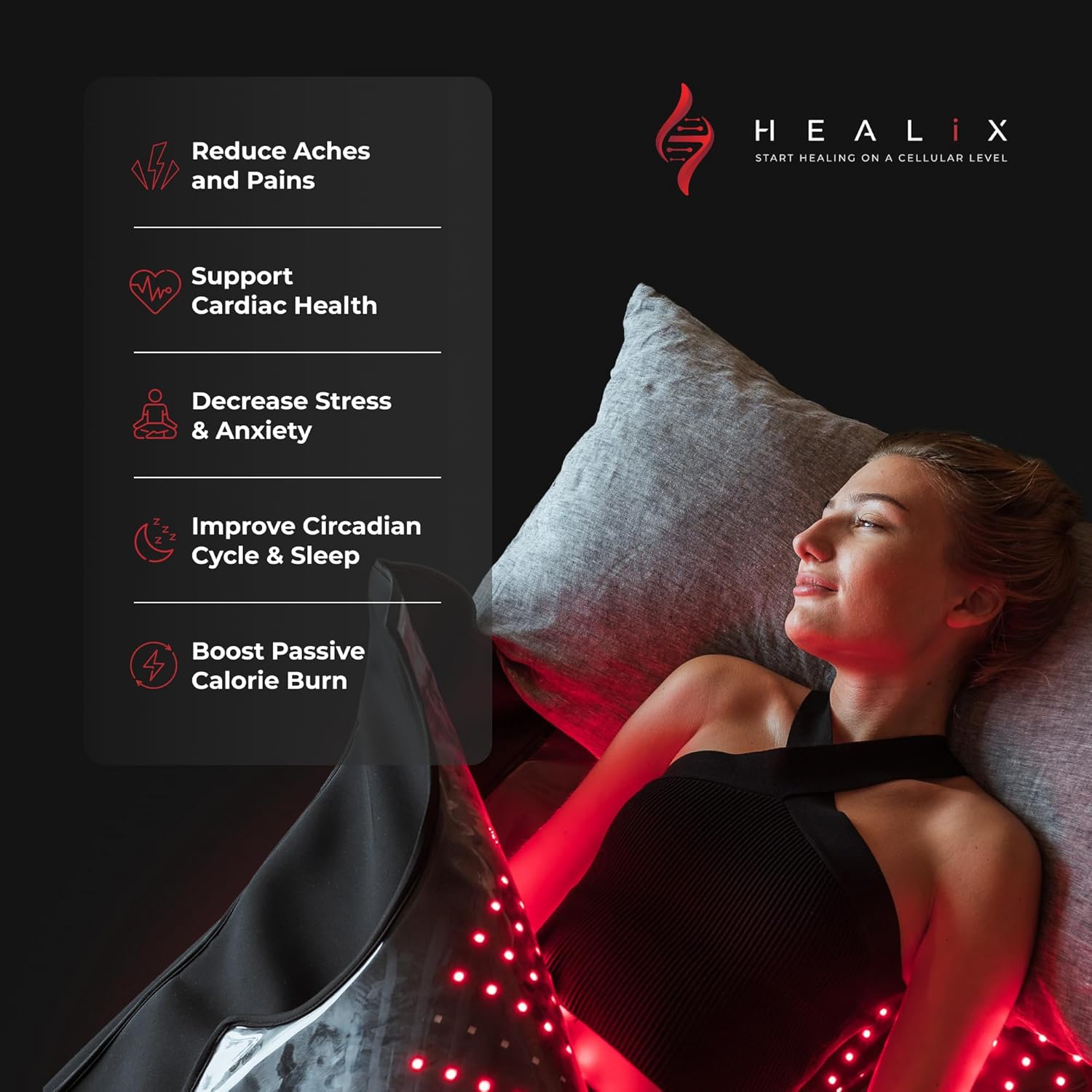 Healix Infrared Sauna Blanket Zero EMF – Portable Home Sauna Blanket for Detox & Weight Loss | Far Infrared Heating, VOC-Free, Adjustable Temp (77–176°F), Carbon Fiber Heating & Zipper Seam