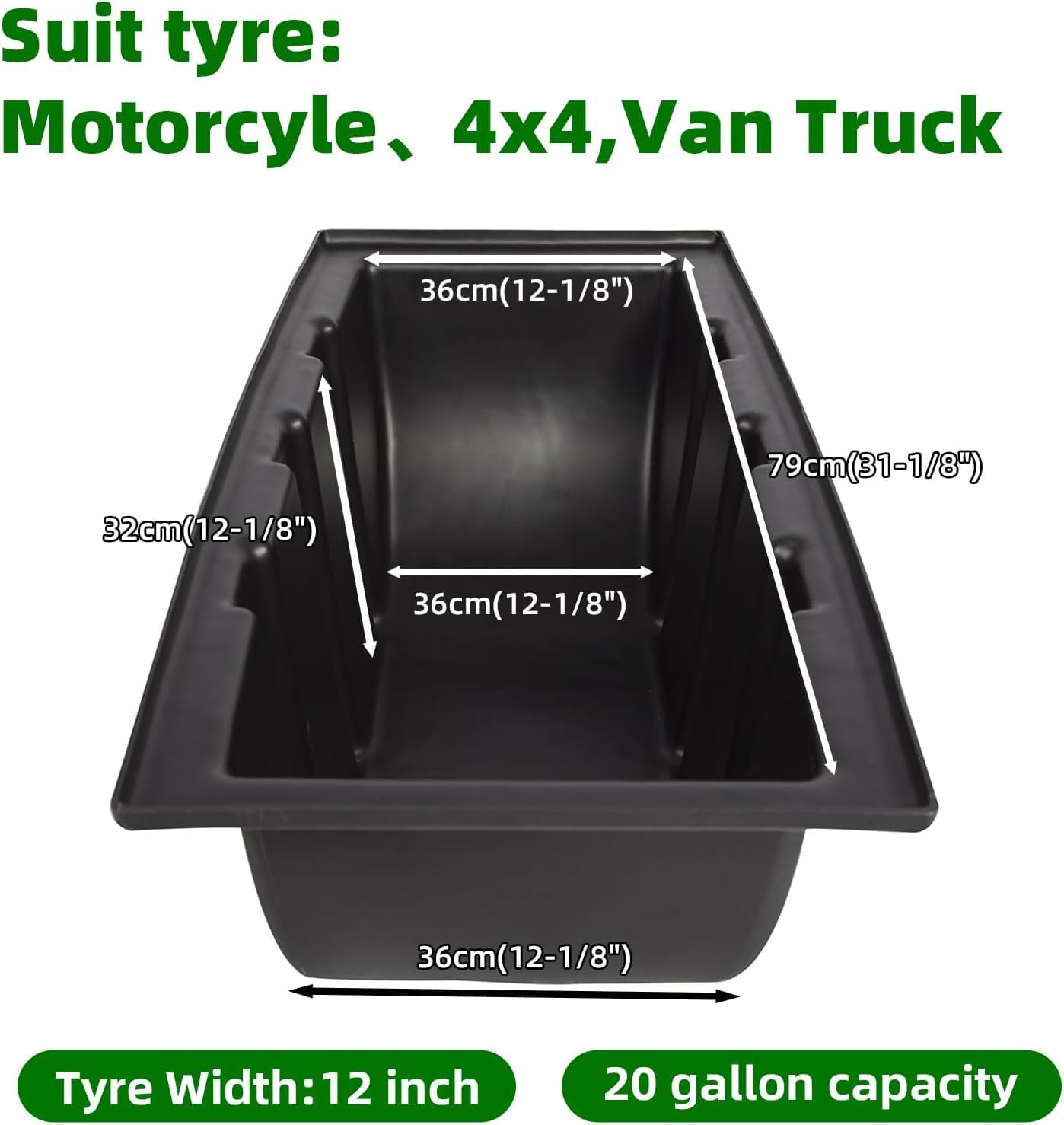 IOLE Tire and Tube Leak Test Tank 31 Inch, Water Dunk Tank for Tires & Inner Tubes - Heavy Duty Black Plastic Submersion Tank 31