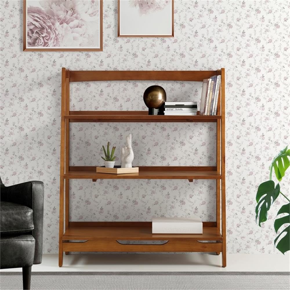 Camaflexi Mid Century Solid Wood Open Shelving Unit - Castanho Finish