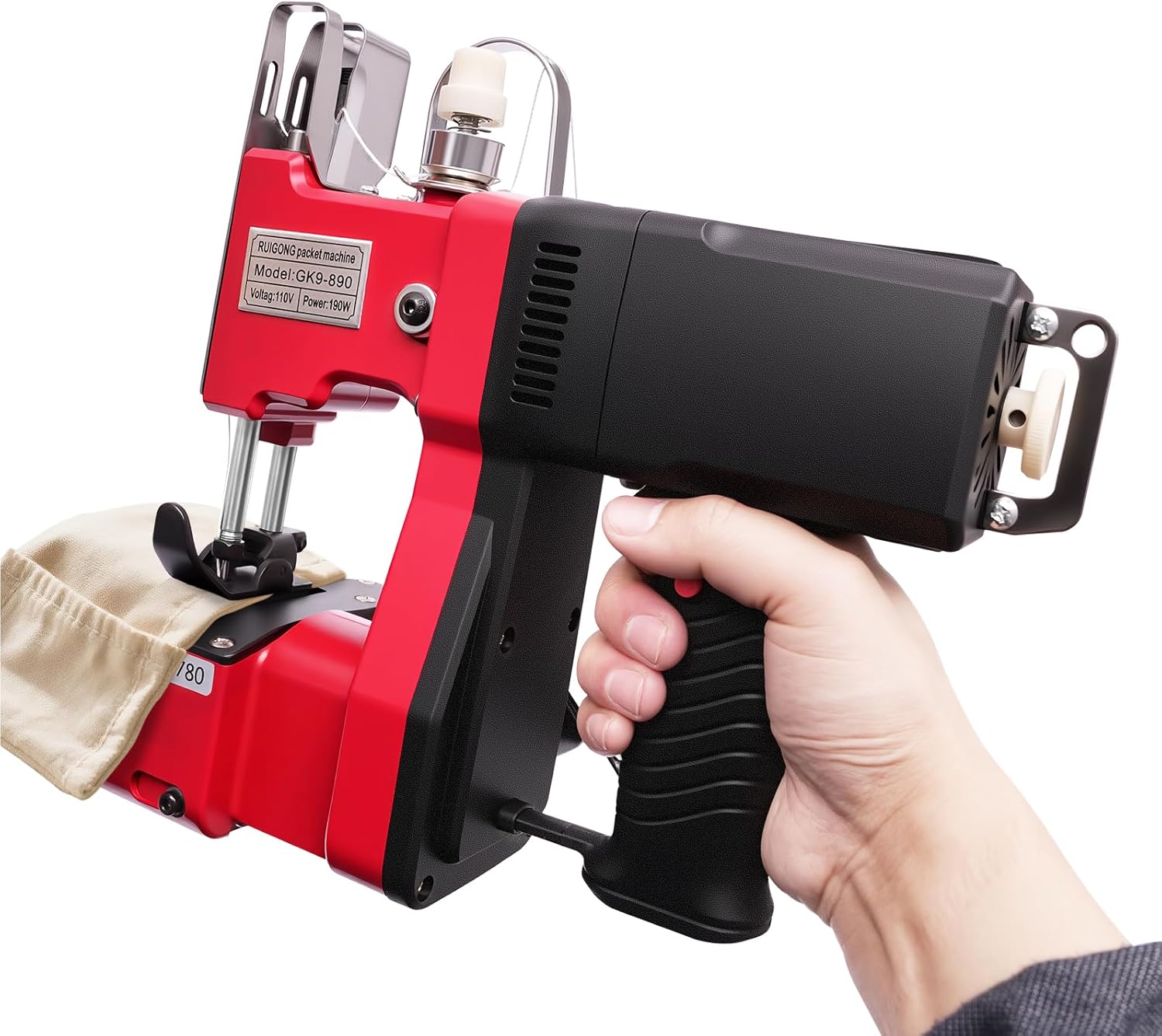 Portable Electric Sewing Machine, Leather Canvas Sewing Machine Industrial Bag Stitching Closer 110V Stitching Tool for Chemical Industry Clothing Chemical Home Textile