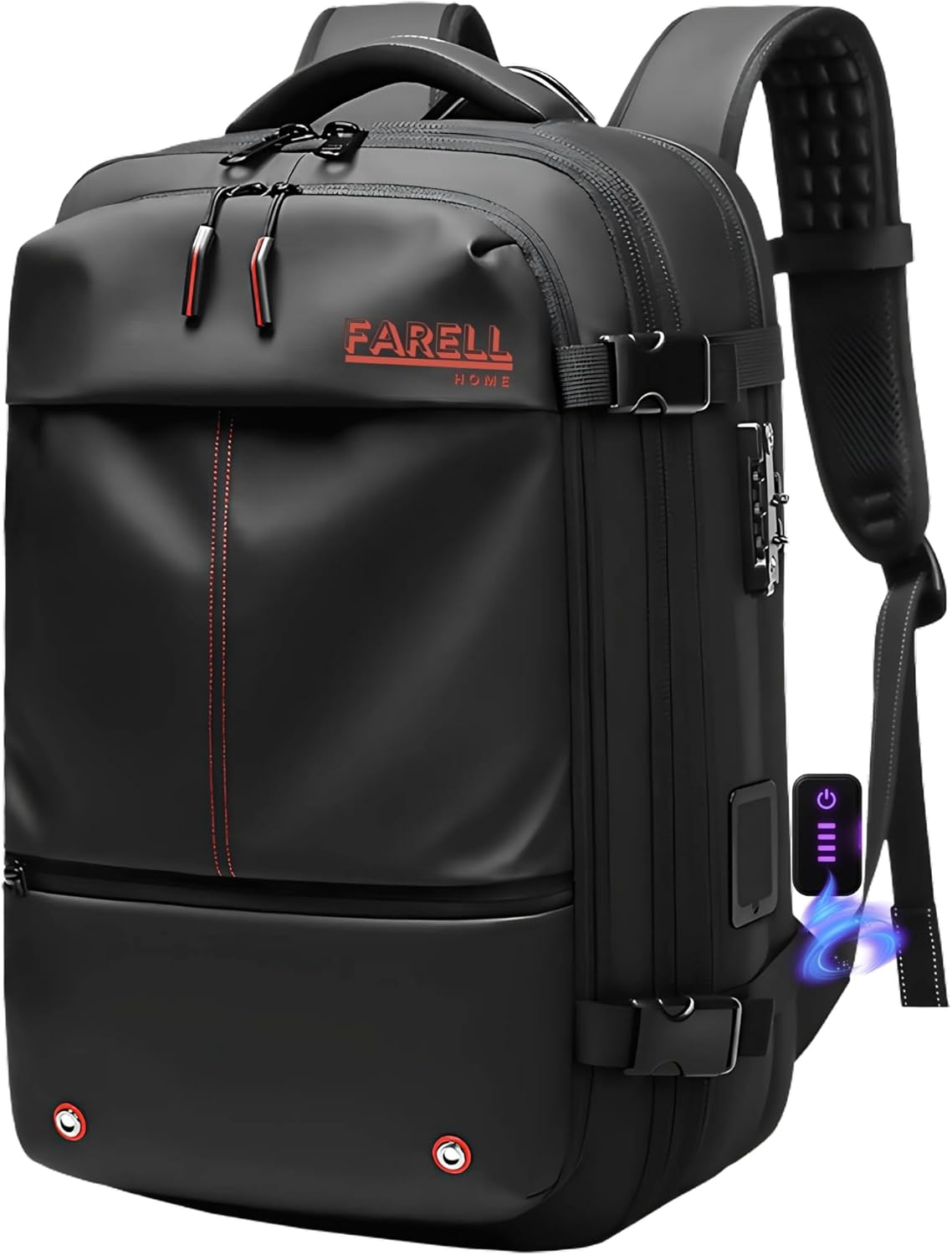 Vacuum Seal Travel Backpack, 60L Expandable Integrated Air Compression Button Water Resistant TSA Lock, Airback Cabin Suitcase, Vacpack Backpack Black.