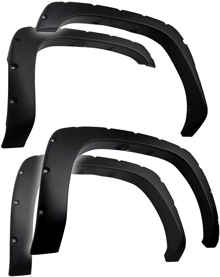 Tyger Auto Fender Flares Compatible with 1999-2006 Chevy Silverdo GMC Sierra 1500 2500 3500HD (Incl. 2007 Classic) Fleetside, Rough Textured Bolt-Riveted Style 4pc | TG-FF8C4057