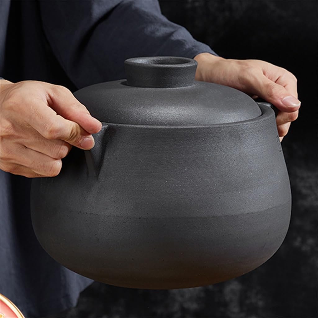 Black Casserole Stew Pot Household Stove Soup Old-fashioned Clay Cooker