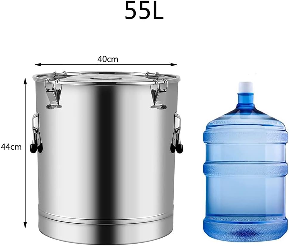 Stockpots 304 Stainless Steel Sealed Barrel, High Resilience Thickened Snaps, Large Capacity Pot, Can Be Used for Liquid Transportation(50cm*54cm(105L)