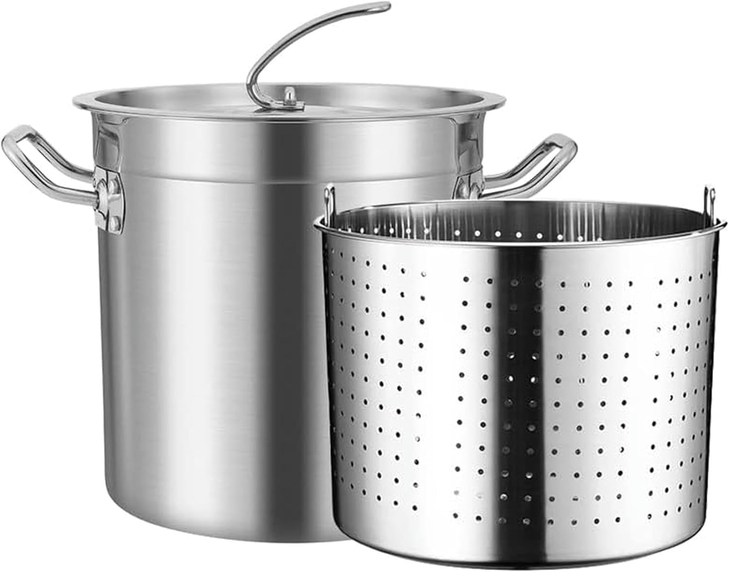 Large Outdoor Stainless Steel Stock Pot Crawfish Seafood Boil Pot 27Qt/45Qt/63Qt Turkey Fryer Pot with Handle and Basket for Steaming Oysters, Crab and More,40x40cm(40x40cm)