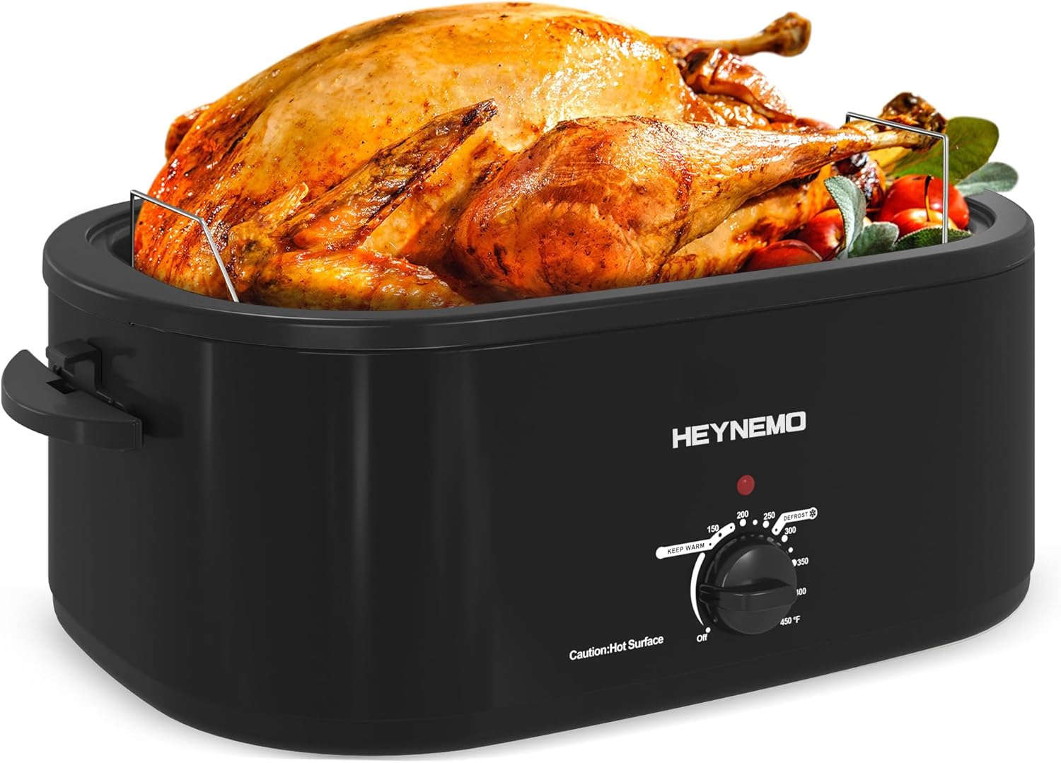 28 Quart Electric Roaster Oven with Visible & Self-Basting Lid, Large Turkey Roaster with Defrost Warm Function, Adjustable Temperature, Removable Pan Rack, Stainless Steel, Silver