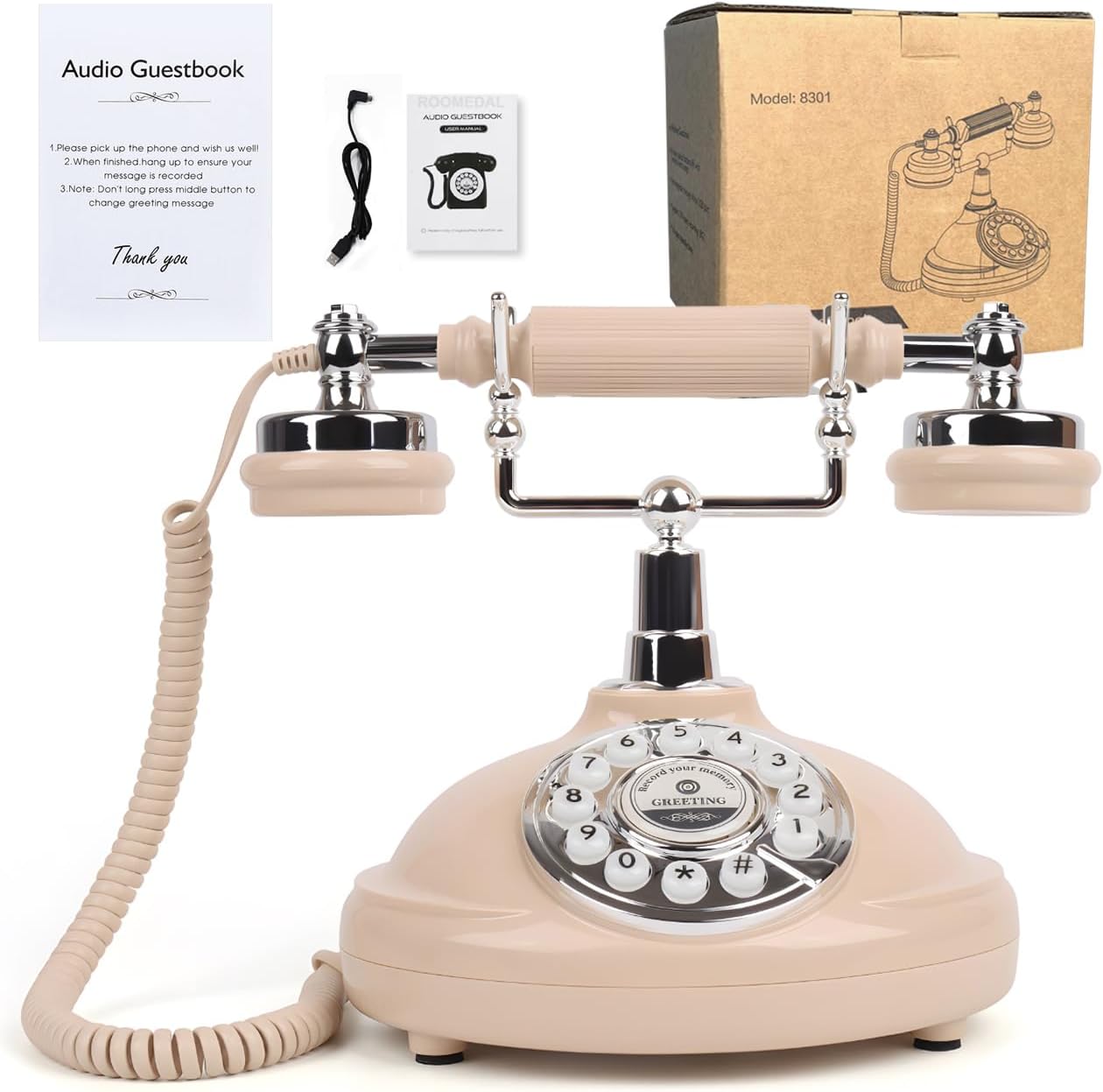ROOMEDAL Audio Guest Book Wedding Phone- Record Customized Audio Messages with GuestBook – A Personal and Convenient Way to Preserve Your Special Occasions