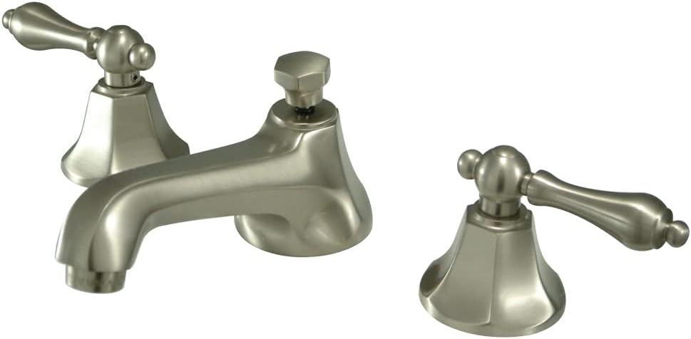 Kingston Brass KS4468AL Metropolitan Widespread Lavatory Faucet with Metal lever handle, Brushed Nickel