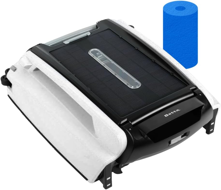 Betta SE Solar-Powered Robotic Automatic Pool Skimmer Cleaner with 24/7 Continuous Cleaning Battery Power, Pool Skimmer Anti-Stuck Foam Noodle, and Re-Engineered Twin SCT Motors (Blue)