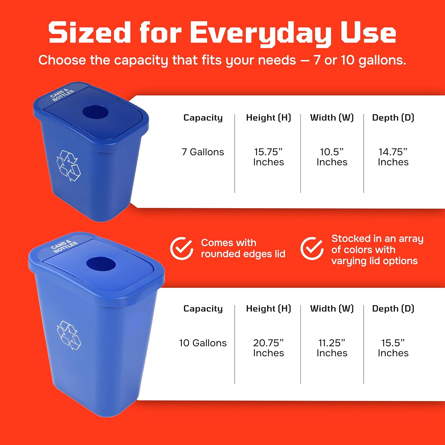 City Box 10 Gallon Double Bin Trash Can Recycle Bin with Lid for Residential, Business, and Commercial Recycling - NYC Compliant (Double Kit Recycle Waste)
