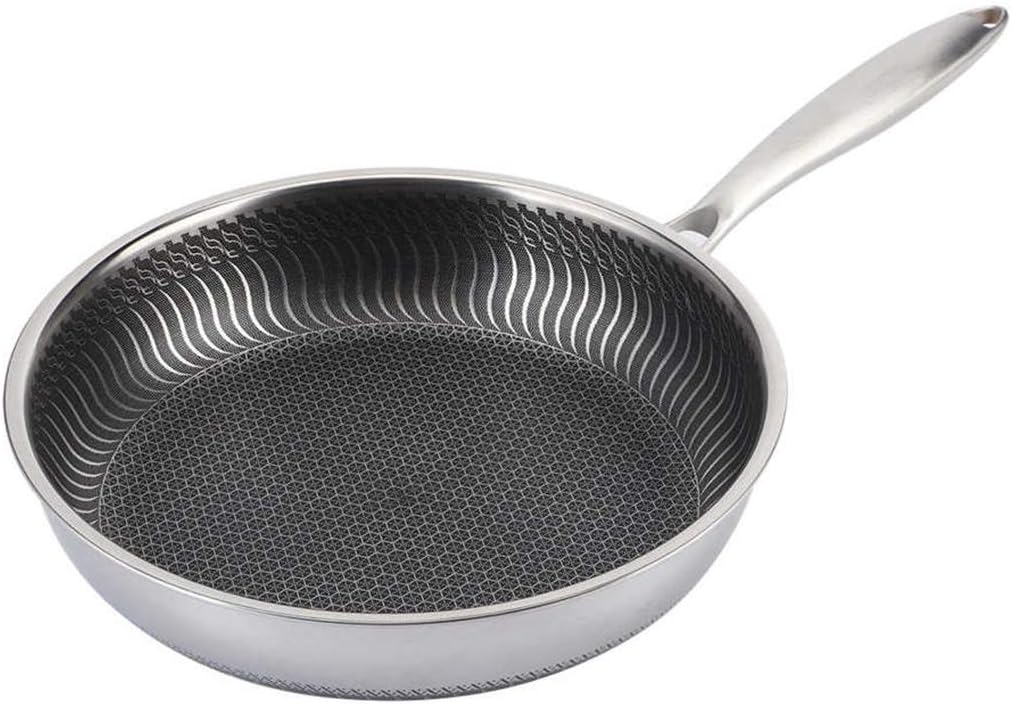 304 Stainless Steel Frying Pan Non-Stick Pot Cookware 28Cm Fried Steak Pot Saucepan Double-Sided Honeycomb Kitchenware