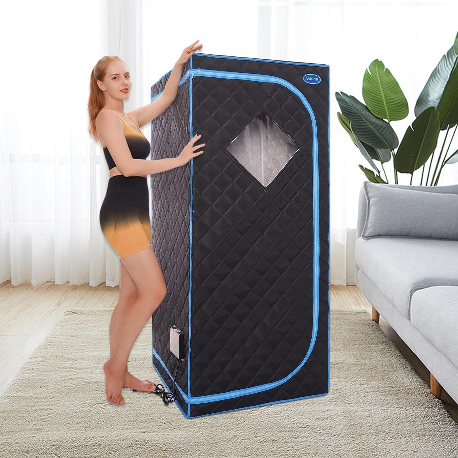 Portable Full Body Infrared Sauna Tent for Home Use with Far Infrared Panels, Heating Foot Pad, Reading Light and Foldable Chair