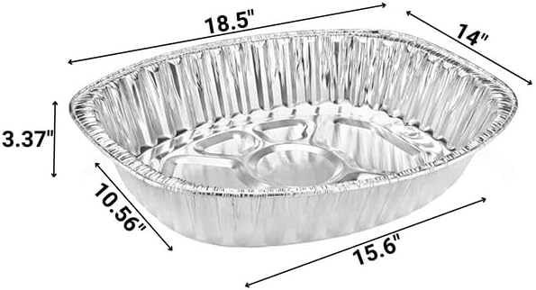 Disposable & Durable Extra Large Oval Turkey Roaster Aluminum Pans For Thanksgiving - 100% Recyclable : Perfect for Brisket, Baking and Roasting : 500 Pans