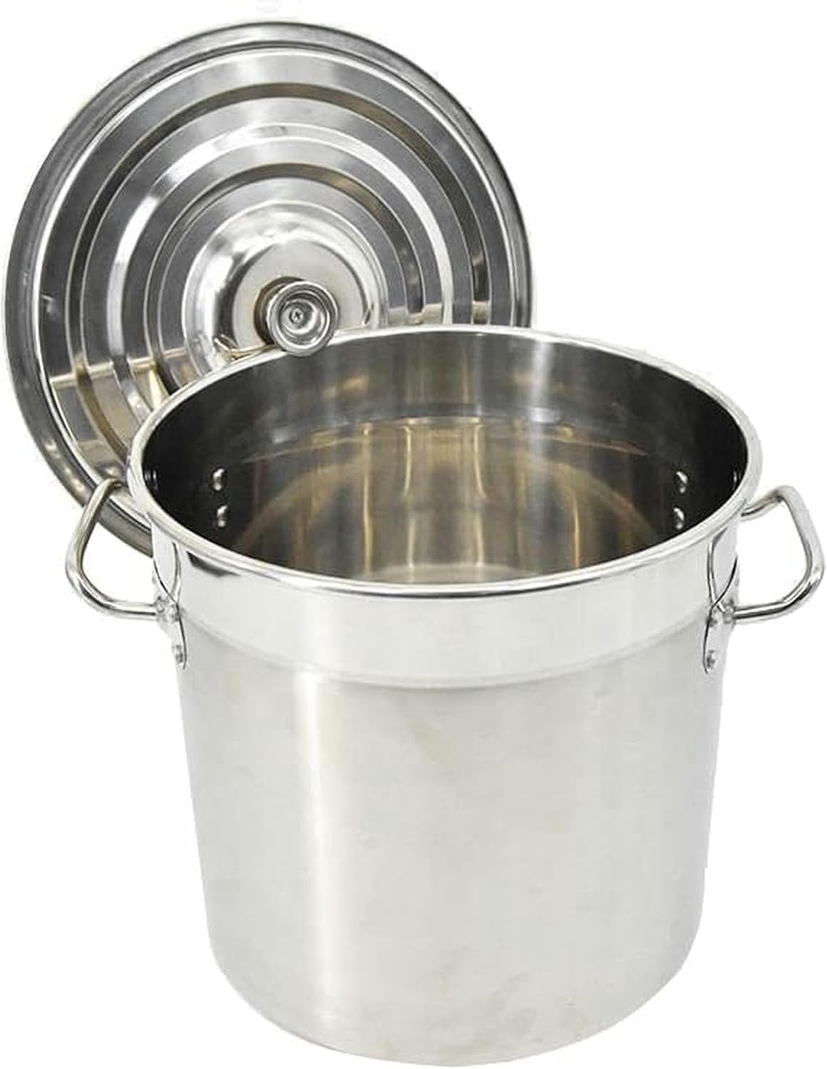 Heavy Commercial Stainless Steel Duty Outdoor Large Stockpot with Strainer Basket and Lid Cooking Crawfish Seafood Boil Pot, Induction Compatible, 3Sizes,45cm/17.7inch(35cm/13.8inch)