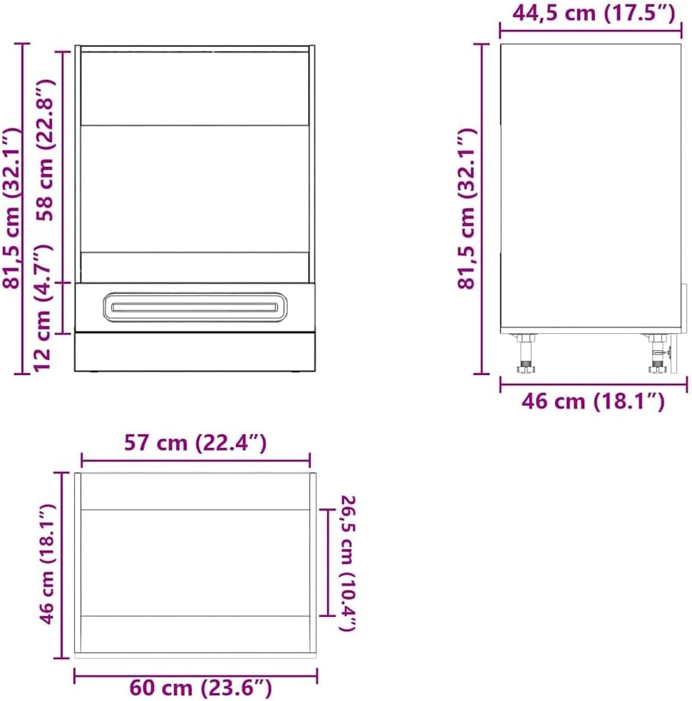 vidaXL Oven Cabinet Concrete Gray Engineered Wood Compact
