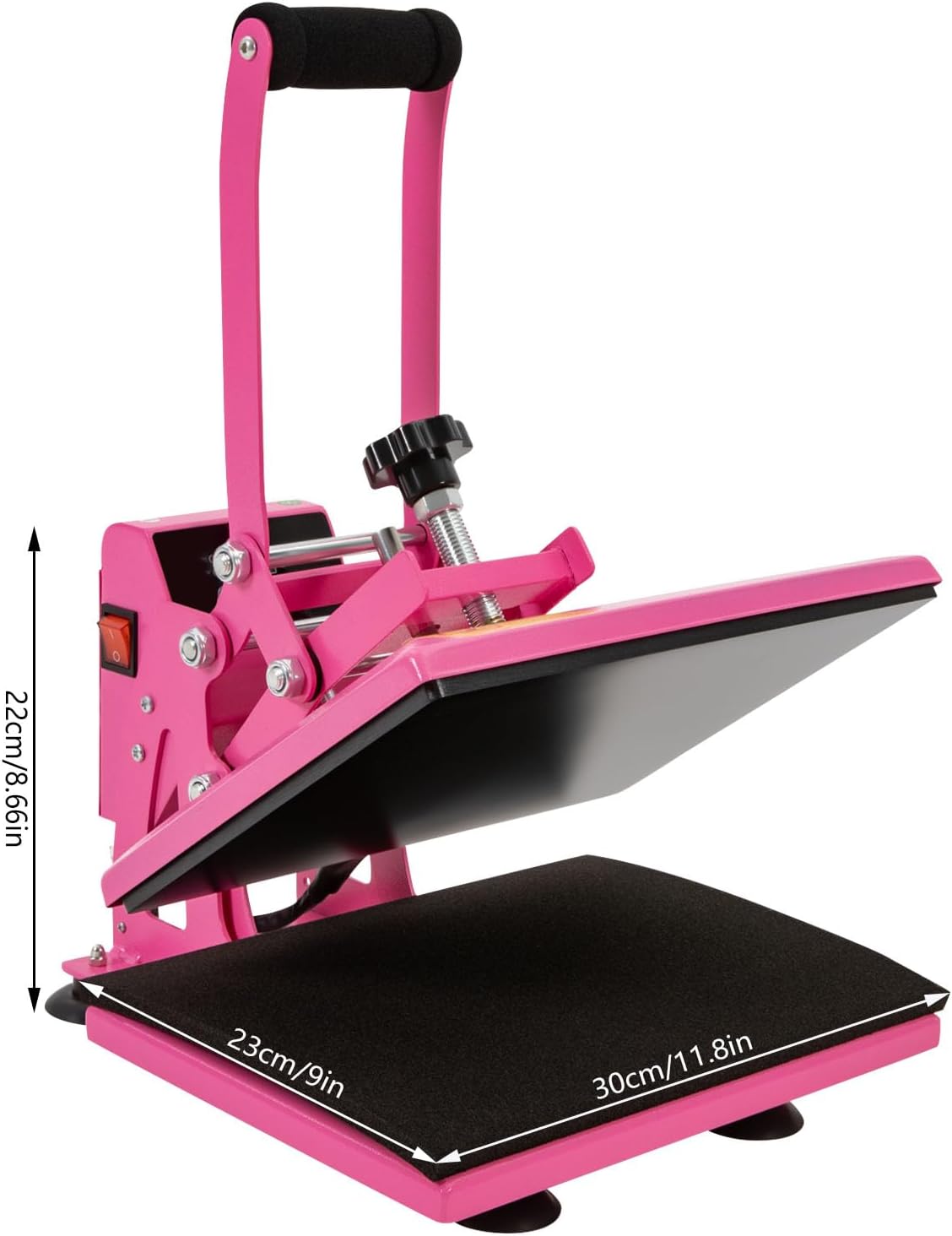 Heat Press Machine for T Shirts, 11.8 * 9 inches Modern Portable Heat Press Machine with Adjustable Time (0-999s) & Temperature (0-752 ° F), 700W Commercial Electric Heat Press Machine (Pink)