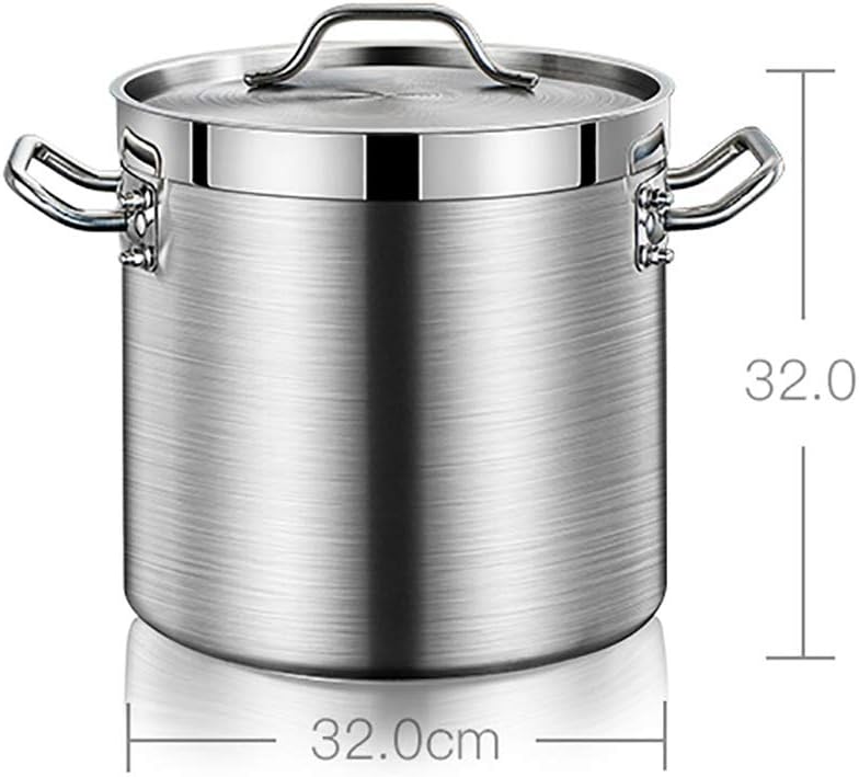 Large Food Grade Stainless Steel Soup Kitchen,3-Layer Composite Bottom,Kitchen Stew Soup Kitchen,Don't Pick The Stove (Silver-40cmx40cm