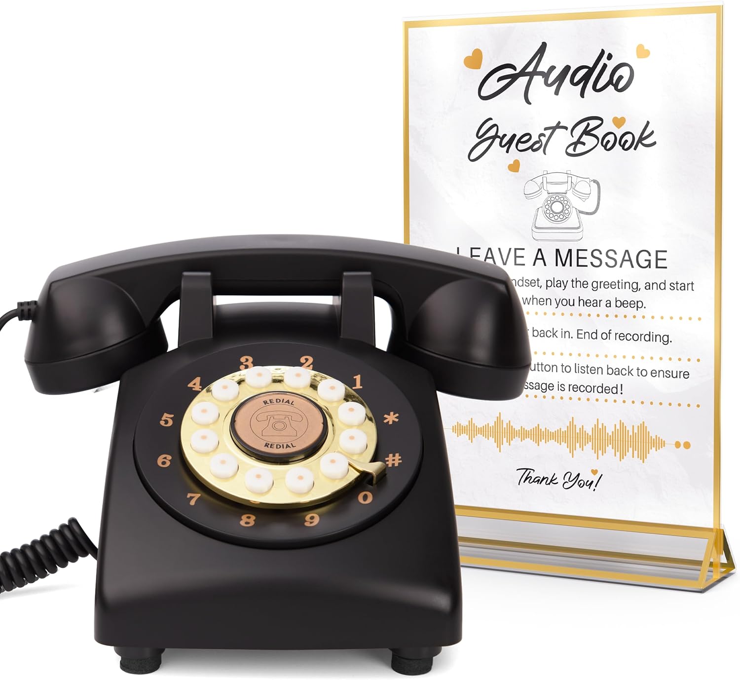 Audio Guest Book Wedding Phone, Preserve Your Special Occasions, Customized Audio Messages, Like Leaving A Voicemail Message, for Wedding, Party, Confession (Art Deco, Purple)