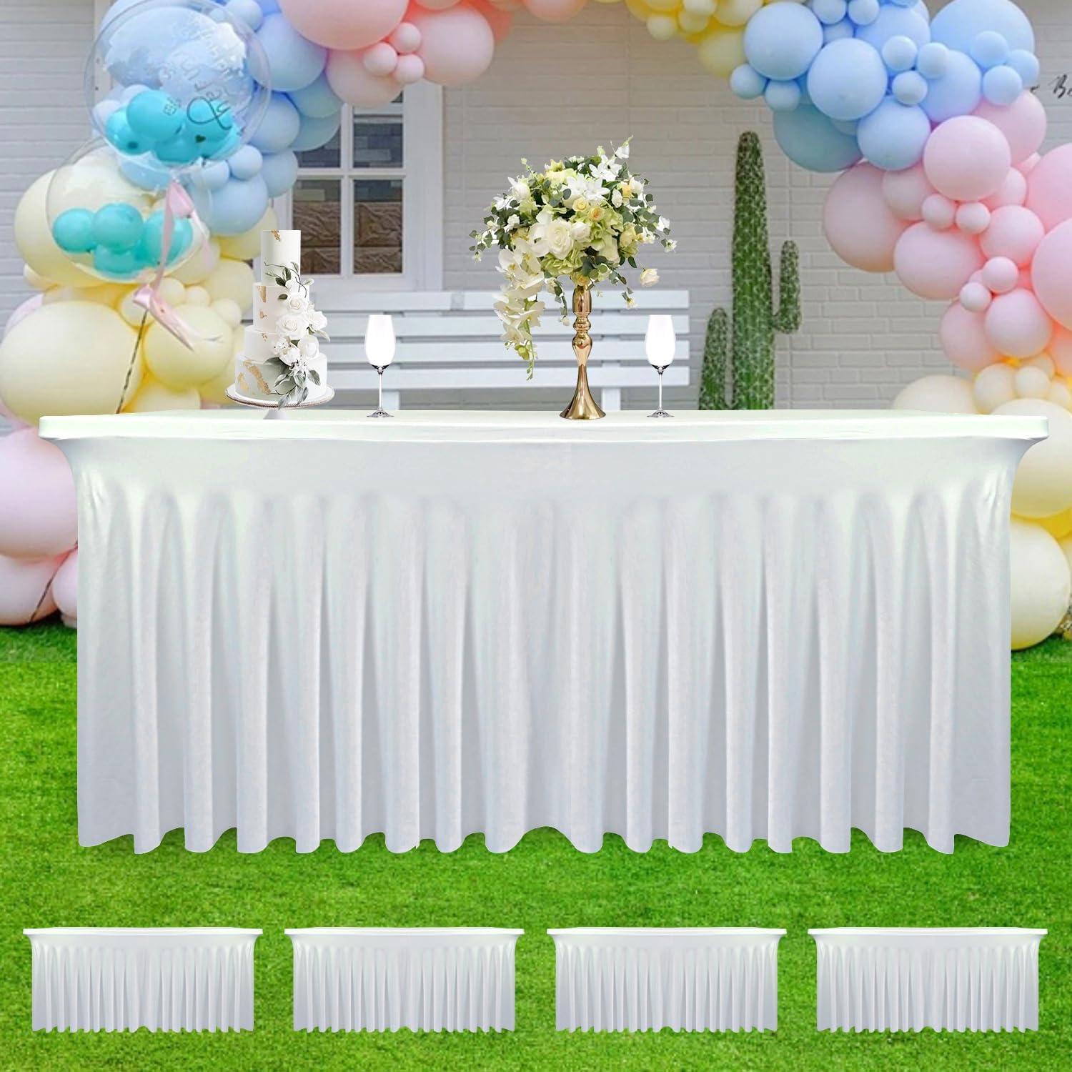 4 Pack - Black Spandex Table Skirt for 6ft Tables (72