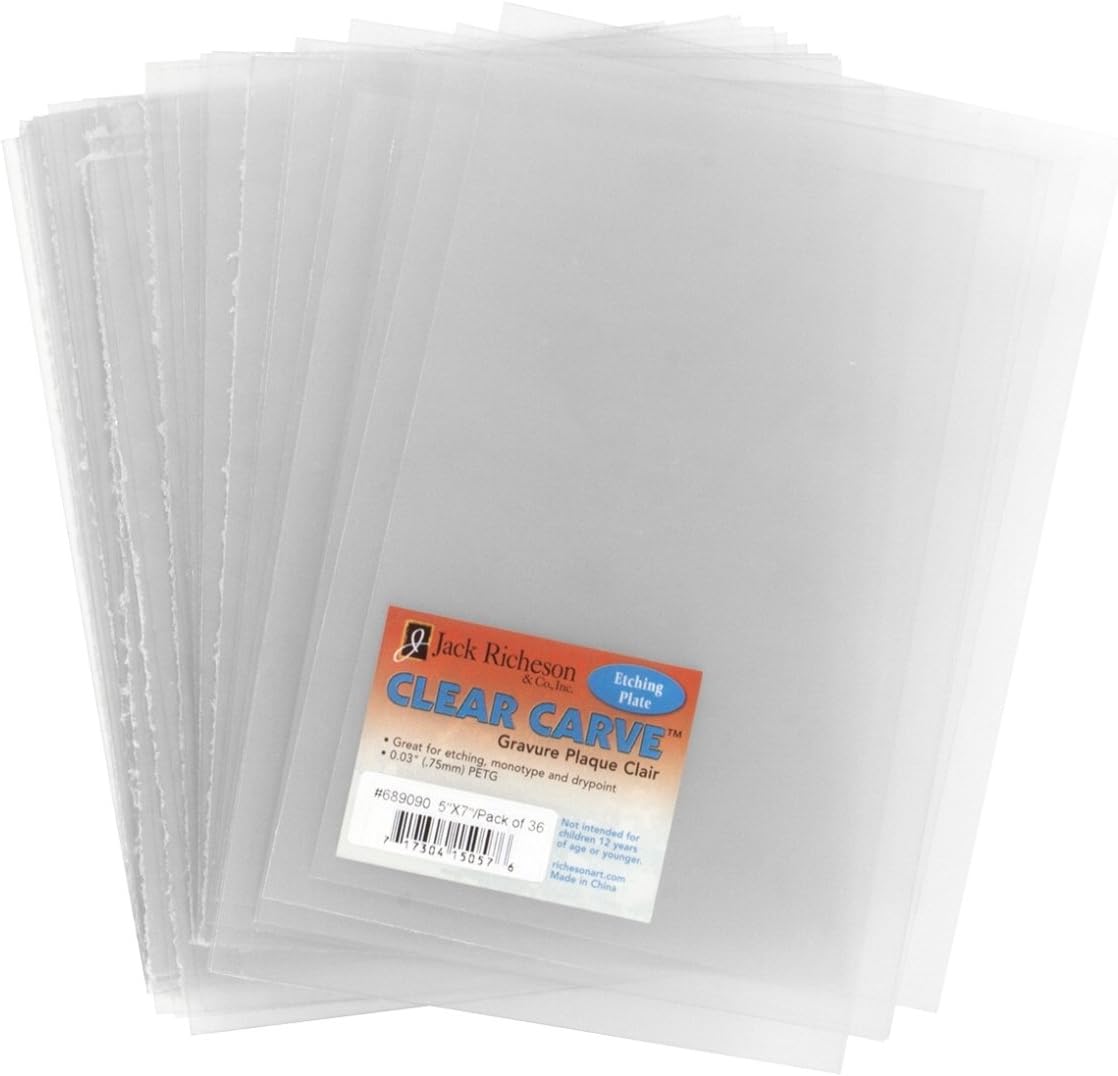 Jack Richeson 1591300 36 Clear Carve Etch Plates, 5 x 7 in. - Pack of 36