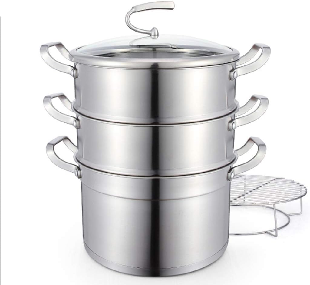 Soup Pot 304 Steamer Stainless Steel Small Steamer Thickened Double Bottom Household Porridge Noodle 2 Two-Layer Pot Universal(