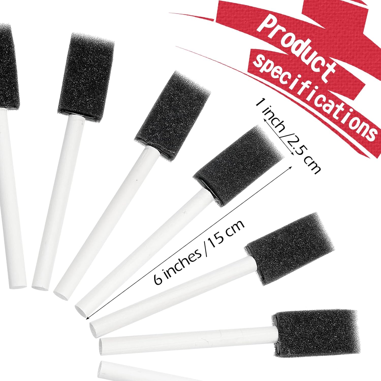 Leinuosen 1000 Pcs Black Foam Brush Bulk Sponge Paint Brush with Handle 1inch Wood Grip Foam Art Paintbrushes for Paint Crafts Art Acrylics Stains