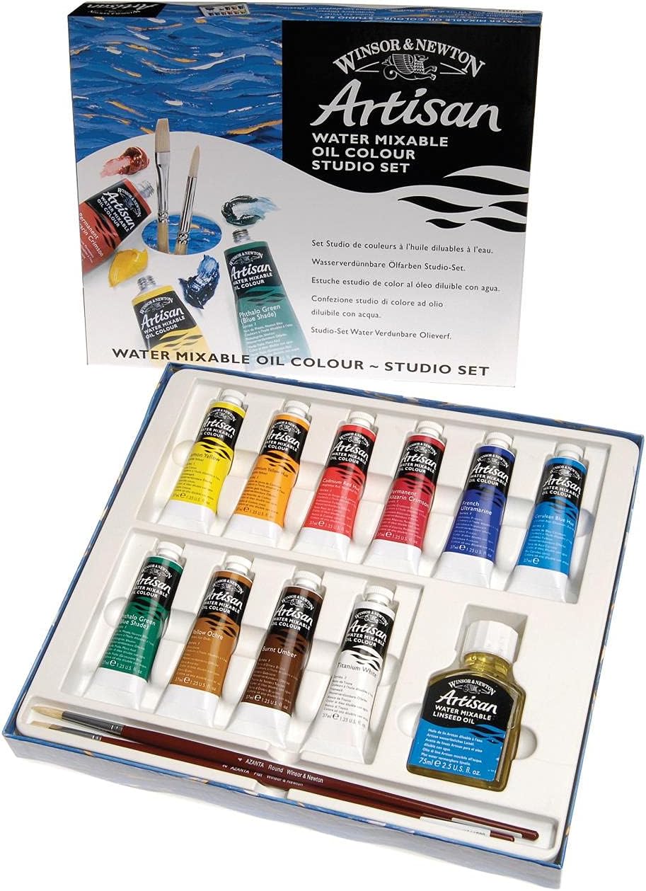 Winsor & Newton 1590268 Artisan Water-Mixable Oil Paint - Oil Paint Set, High Pigment Concentration, Good Coverage & Light Fastness - Studio Set