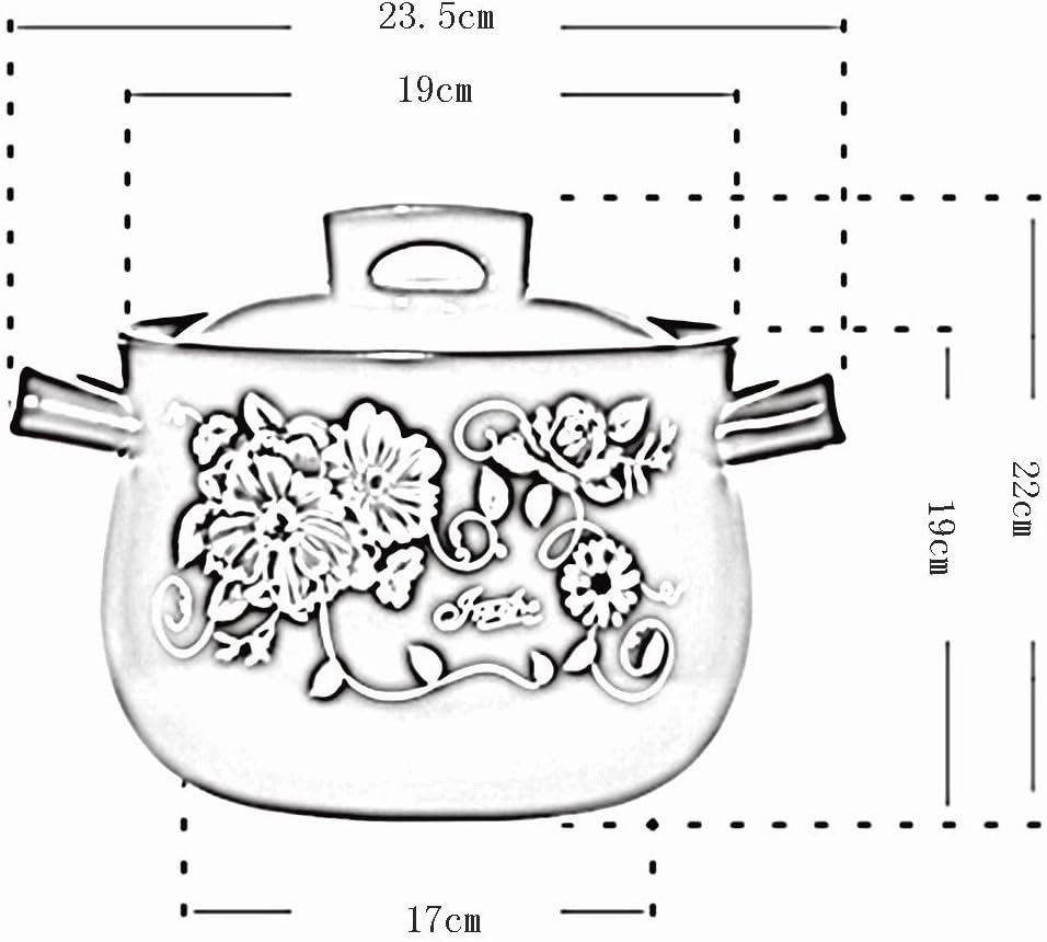 Color casserole cooker home gas ceramic pot stone soup rice stew(Black)