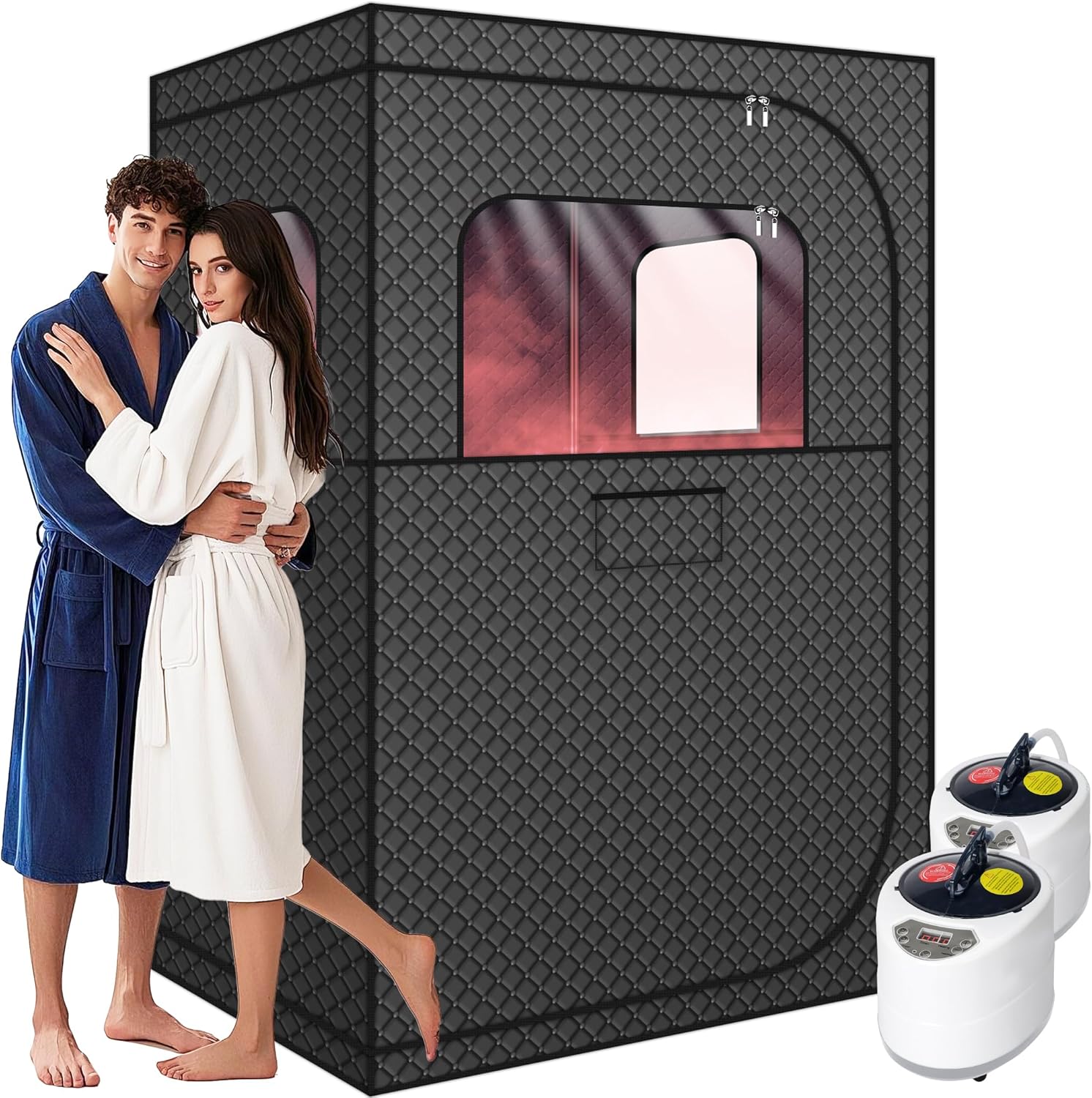 MIXC Portable Steam Sauna Box, Portable Sauna for Home, Person Sauna Tent Sauna Box at Home Spa with 2.6L & 1500W, Remote Control, Folding Chair (Single-Person Version-Black)