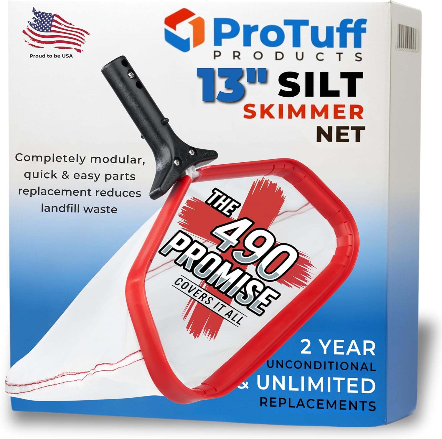 ProTuff 17” Silt Net Pool Skimmers for PROS – 6 Pack – “490 Promise” Unlimited, Unconditional Replacement - Ultra-Durable Ultra-Fine Net for Silt – Heavy-Duty Aluminum Frame & EZ-Clip Pole Attachment