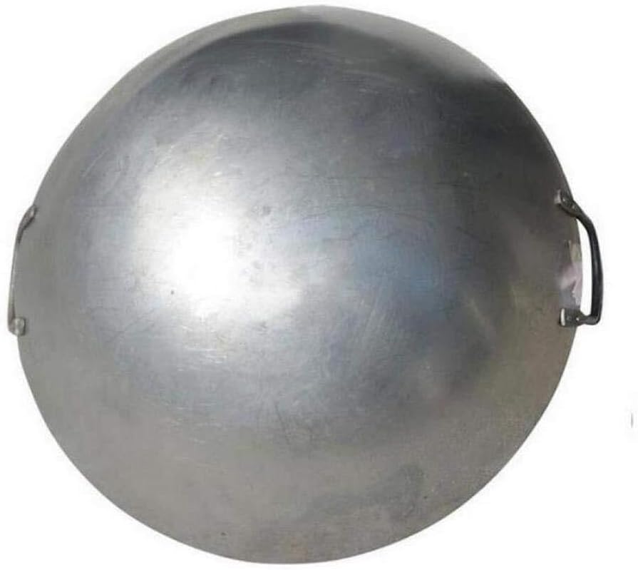 Traditional Hand-Forged Cast Iron Wok – Old-Fashioned Binaural Frying Pan, Non-Coated Chef's Wok for Home & Restaurant Cooking, Riveted Handles-One Color-50cm