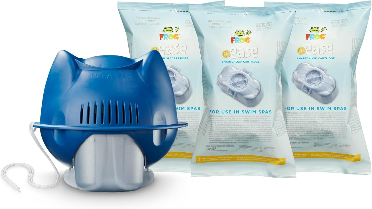 FROG @Ease Sanitizing System for Swim Spas, The Only Complete Swim Spa Sanitizer + 3 SmartChlor Replacement Cartridges for Swim Spas