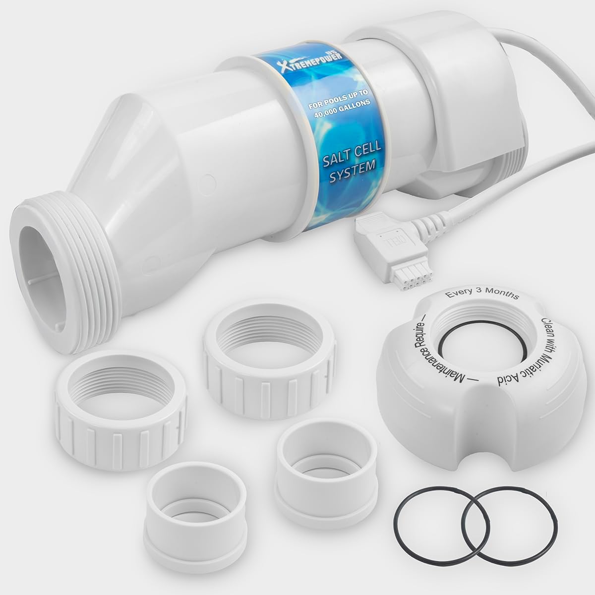 XtremepowerUS Salt Cell up to 40,000 Gallons Salt Generator Chlorinator Pools Temp. Sensor Compatible with Hayward W3AQR3, BLH20-AY, Cleaning Stand