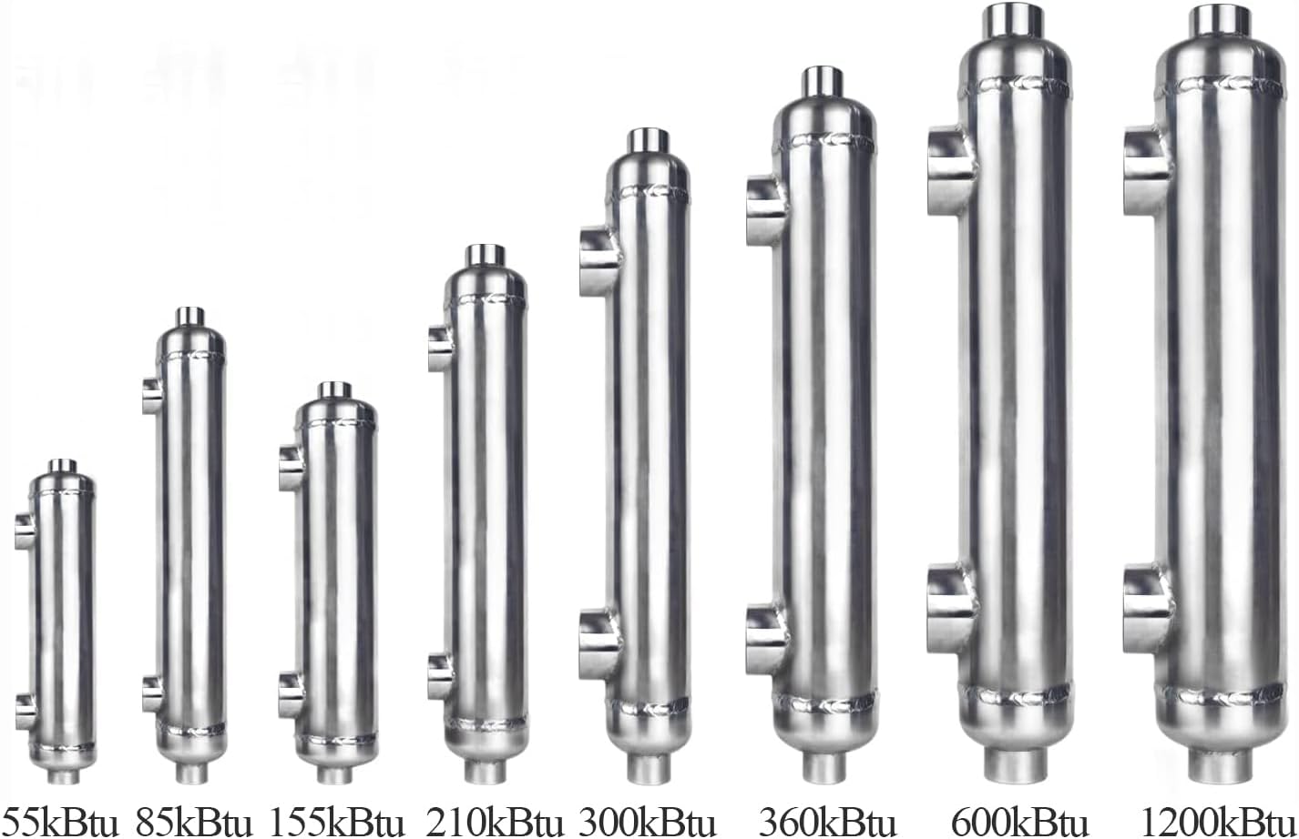 AB Pool Heat Exchanger 600kBtu Stainless Steel 316L Opposite Ports 2 1/2